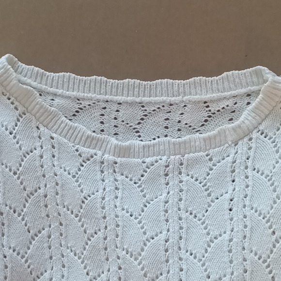 VINTAGE KNIT Beautiful cream elbow sleeve sweater knit top size petite small EUC - Picture 3 of 7